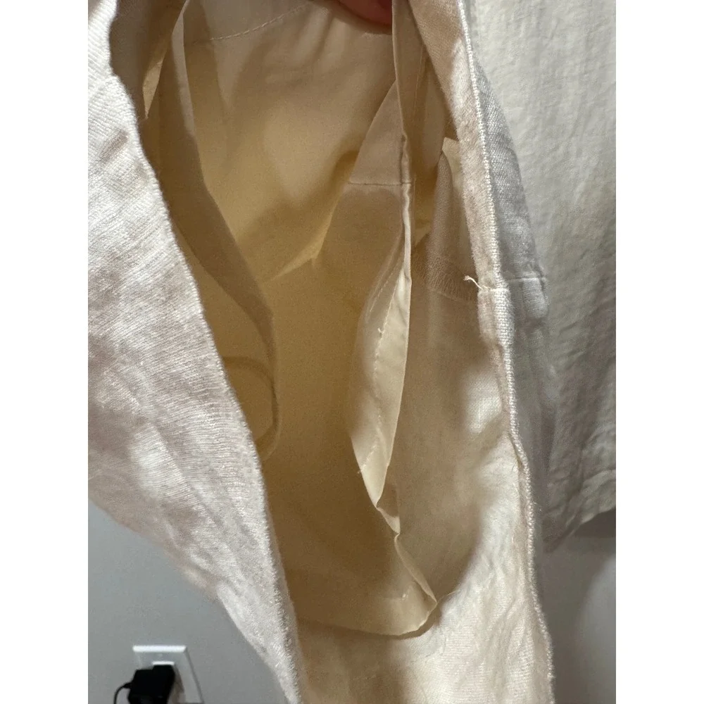 Banana Republic Womens Beige 100% Linen Wide Leg Patch Pocket Trousers Size 6